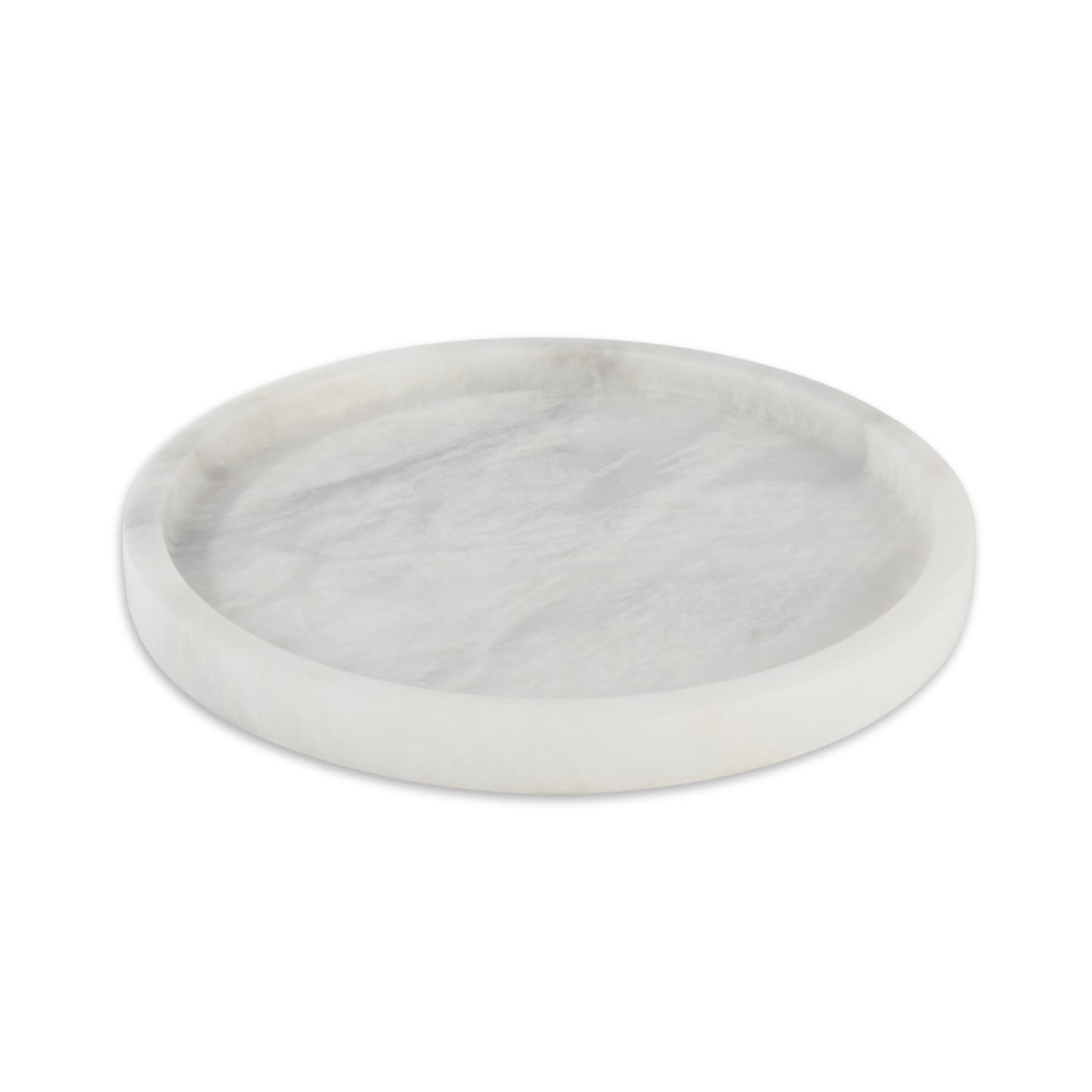 Round marble tray on a white background