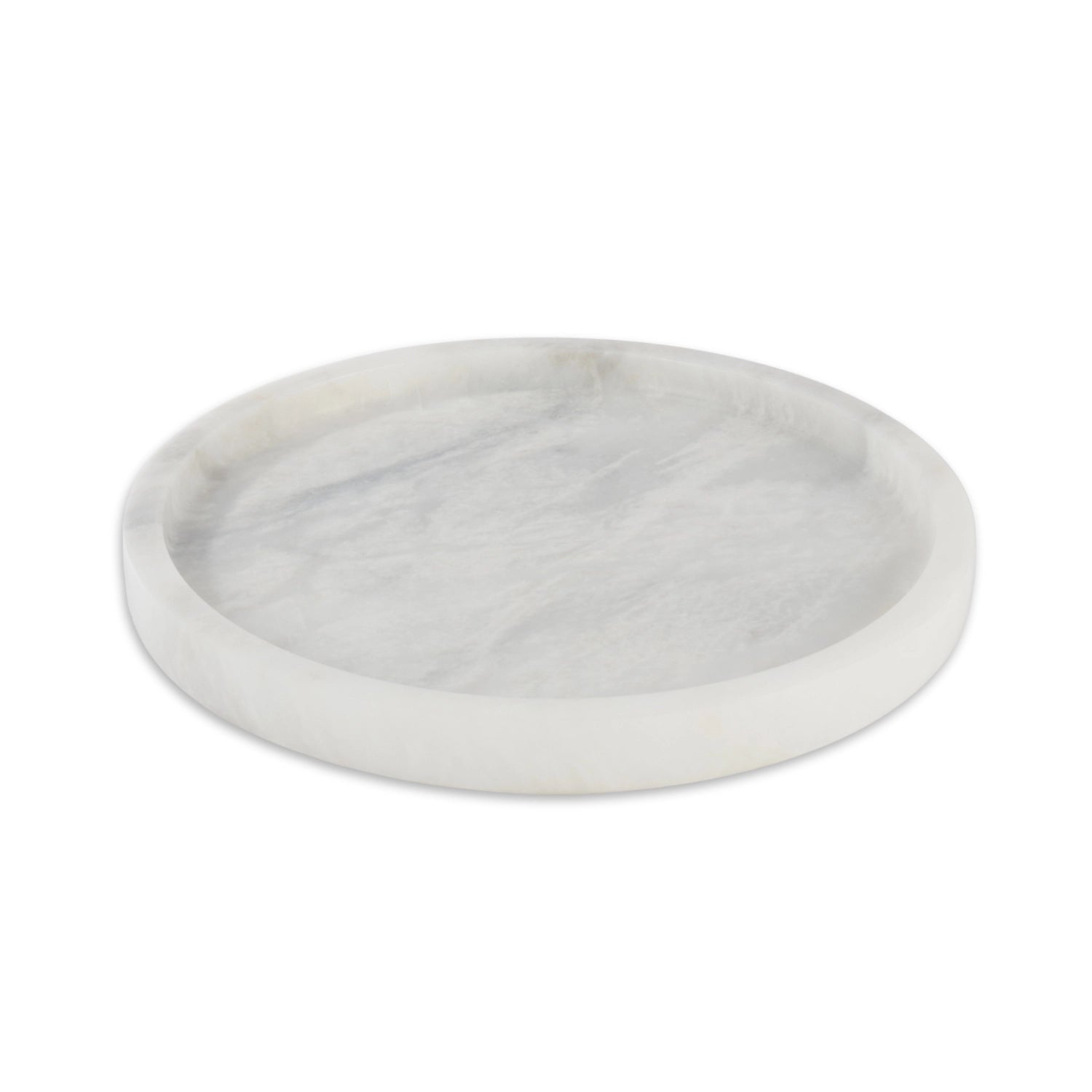 Round marble tray on a white background