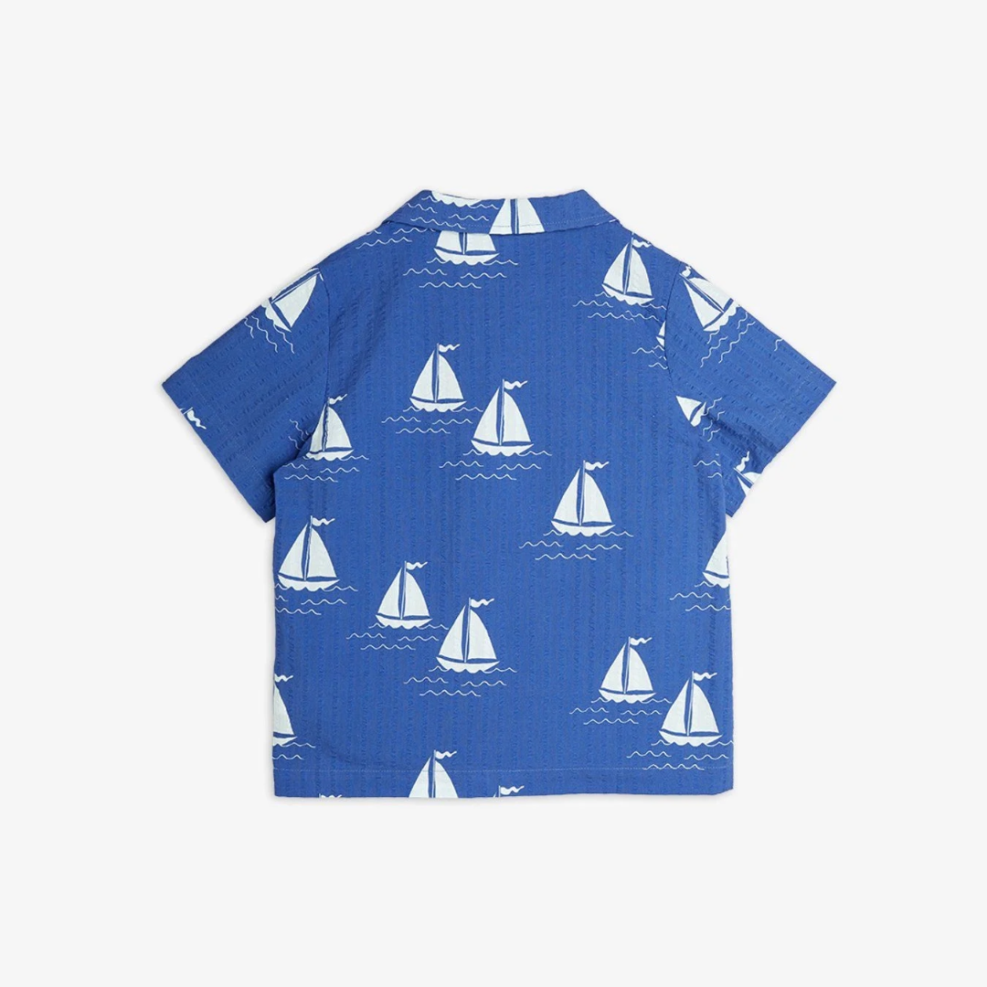 Mini Rodini Sailing Boats AOP Woven SS Shirt