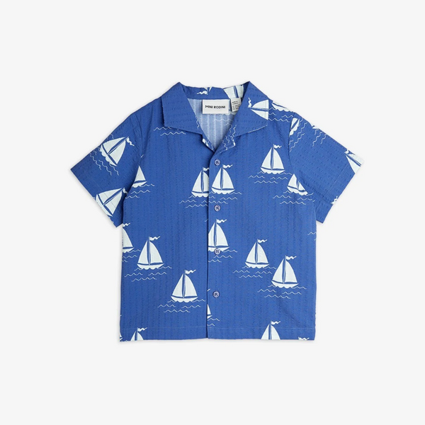Mini Rodini Sailing Boats AOP Woven SS Shirt