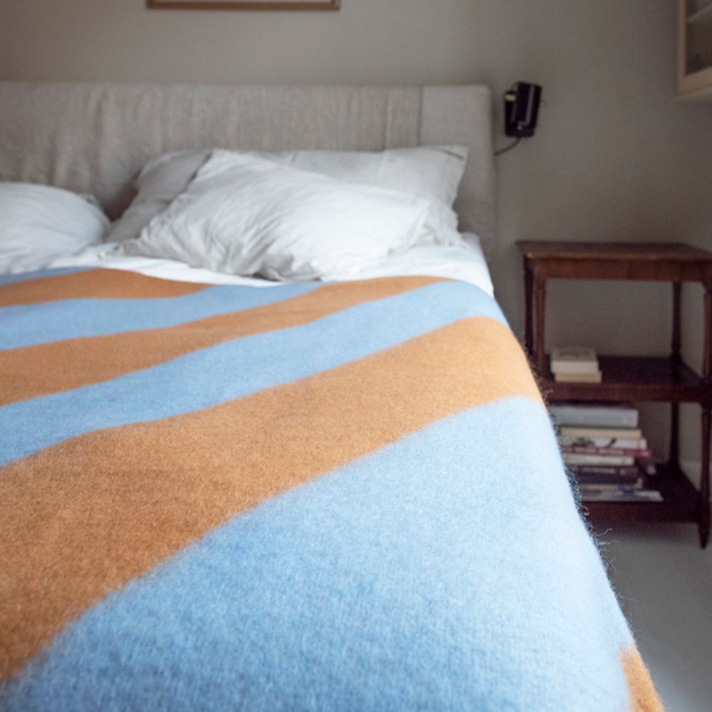 Brita Sweden Minola Throw Blanket Brown and Blue