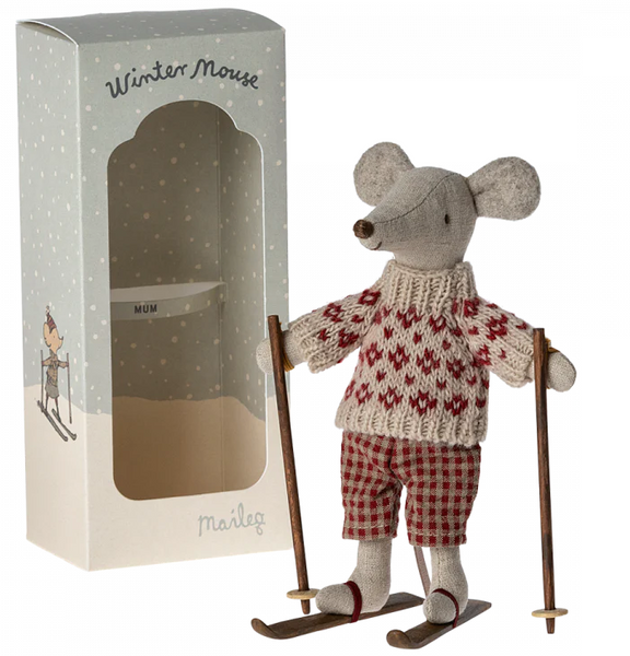 Maileg Winter Mouse with Ski Set