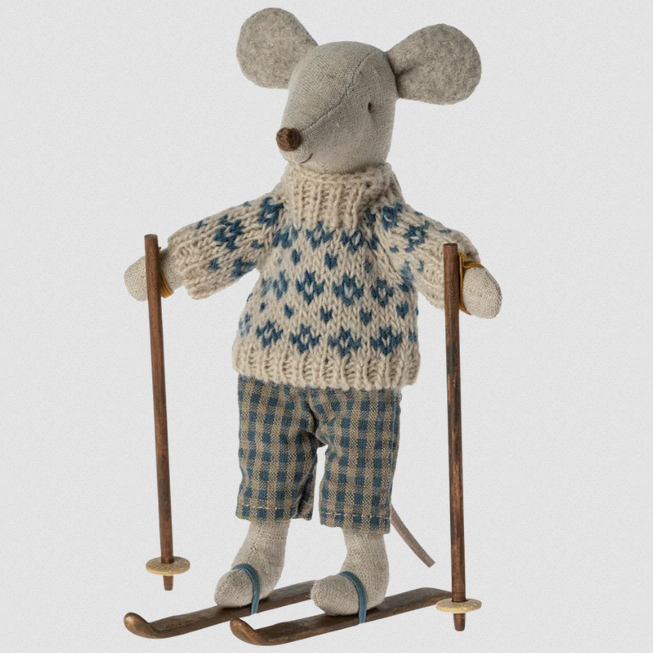 Maileg Winter Mouse with Ski Set