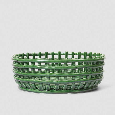 Ferm Living Ceramic Centerpiece Woven Basket