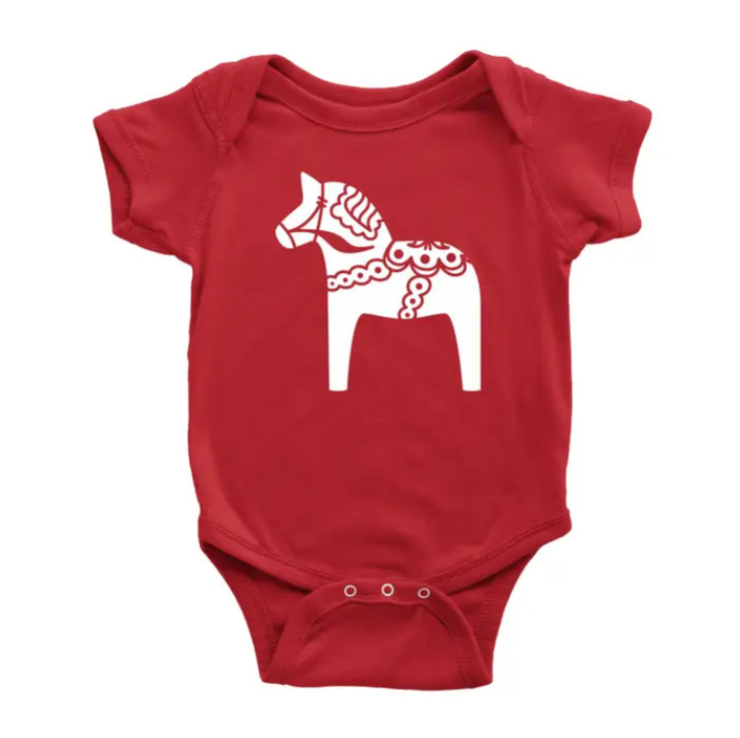 Swedish Dala Horse Baby Bodysuit