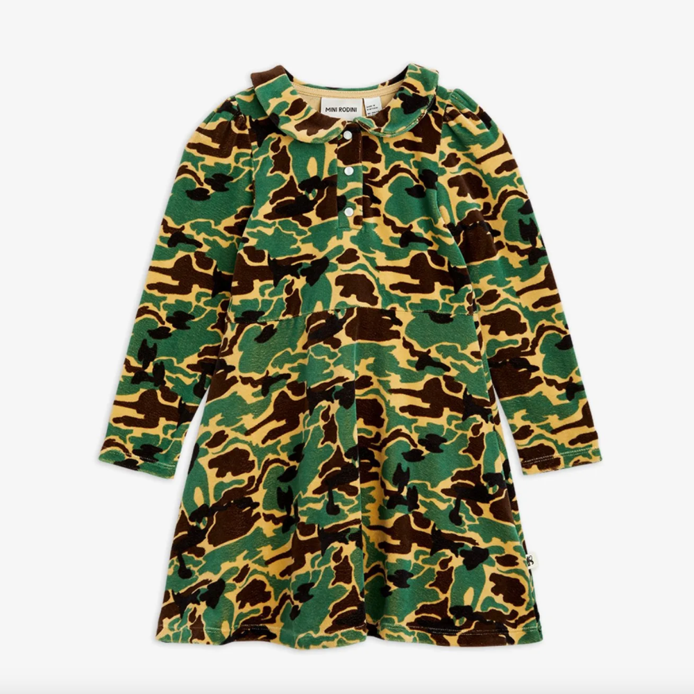 Mini Rodini Camo Velour Dress