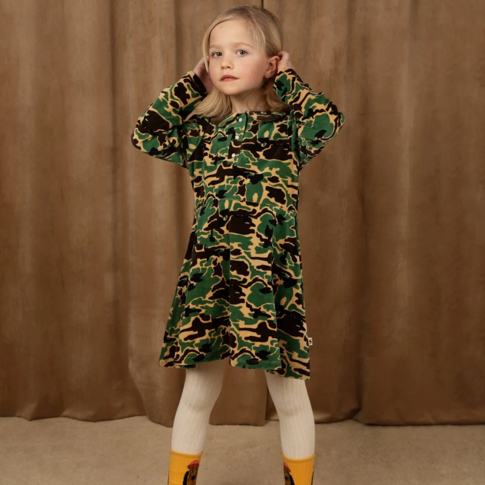Mini Rodini Camo Velour Dress 2