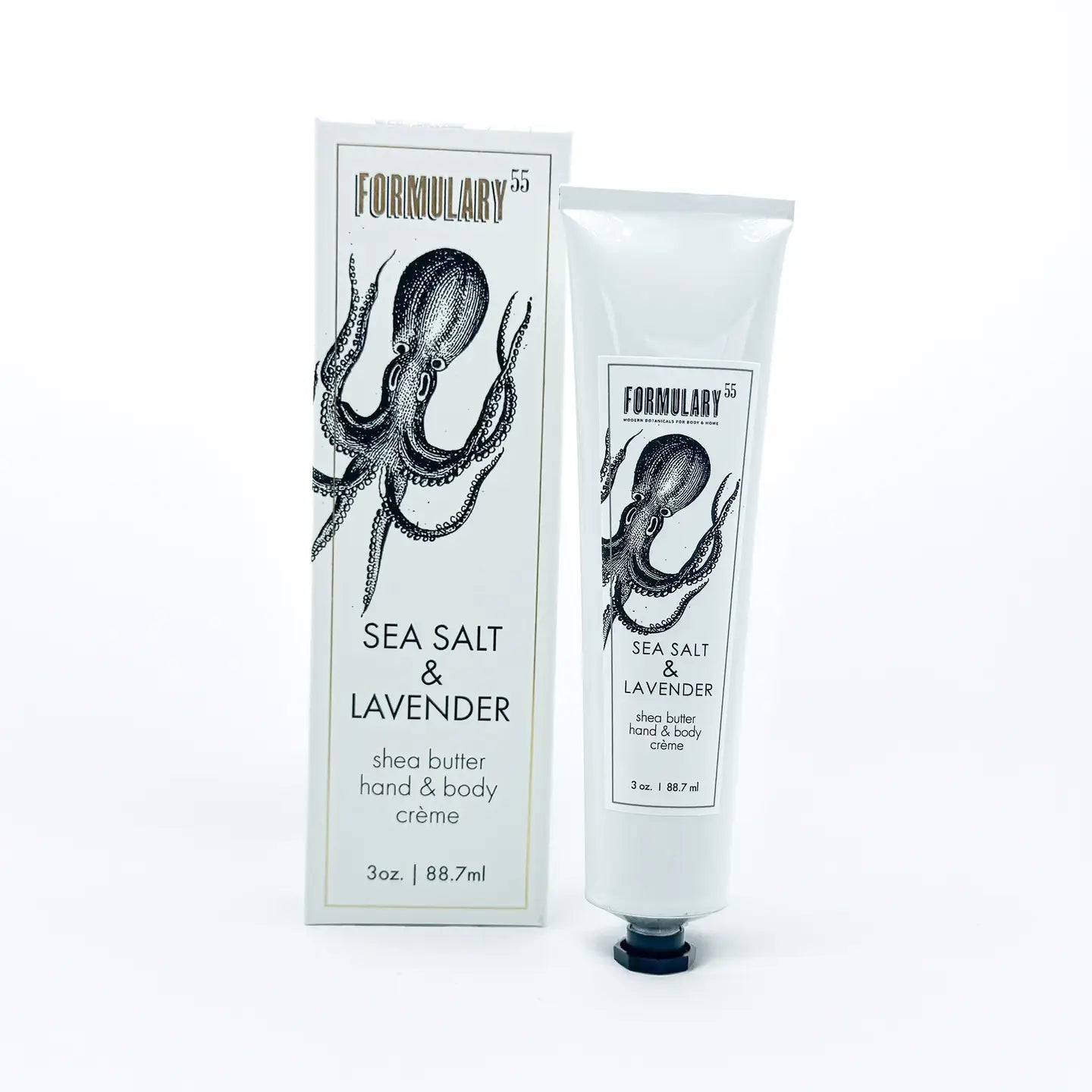 A convenient size that's TSA carry-on approved and perfect for customers who want to take their favorite scents 'on-the-go. Each tube comes elegantly packaged in a gift box designed specifically for its fragrance, featuring the signature black and white botanical designs that define the Formulary 55 aesthetic. This attractive packaging makes it ideal for gifting occasions and impulse purchases. This lightweight hand creme contains 5% shea butter. It's perfect for anyone who wants a rich moisturizer without 