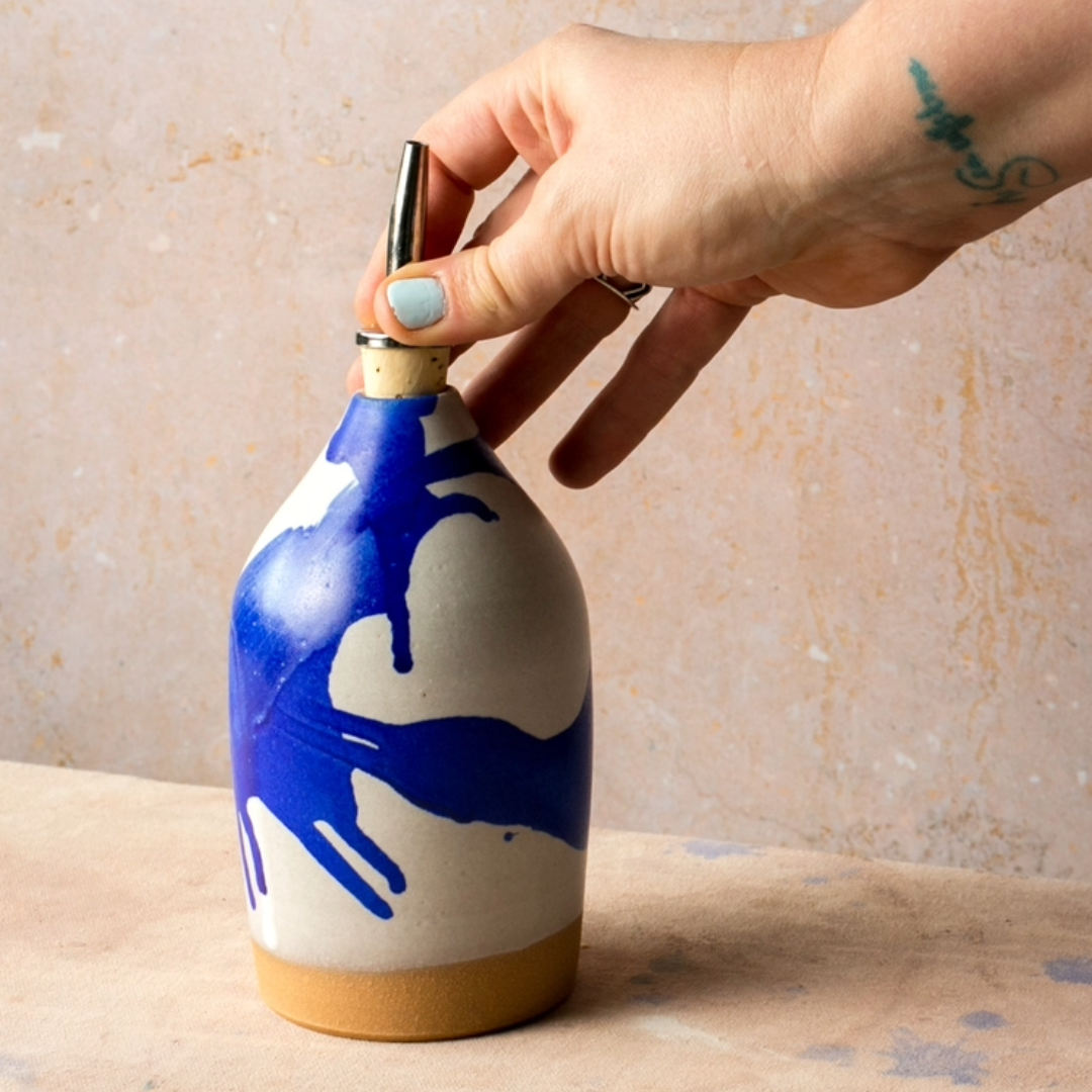 Handcrafted Ceramic Oil Bottle - Thumbnail 3