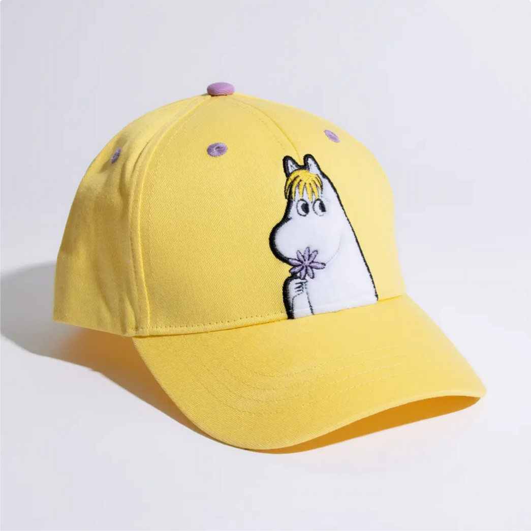 Yellow cap with moomin White background