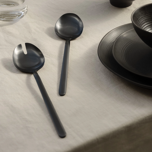 Black Stainless Steel salad servers that compliment any aesthetic. 