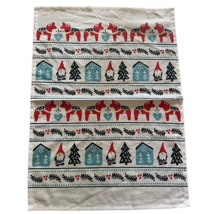 Holiday cotton towels with festive patterns reminiscant of Scandinavia. The Gnome, Dala Horse, Moose, Reindeers, and more all have Swedish workhorse quality. 