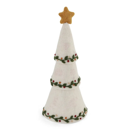 Unstack the felt layers to reveal three different trees. Designed with intricate details and handcrafted to bring a touch of winter magic into your home. Choose from white elegant trees with fine embroidery or a classic fir green tree with Christmas gifts and candy canes decorating the exterior.
