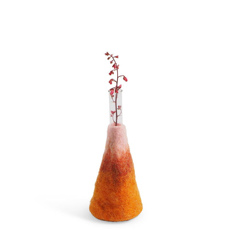 Vase with gradient color from pink to orange on a white background