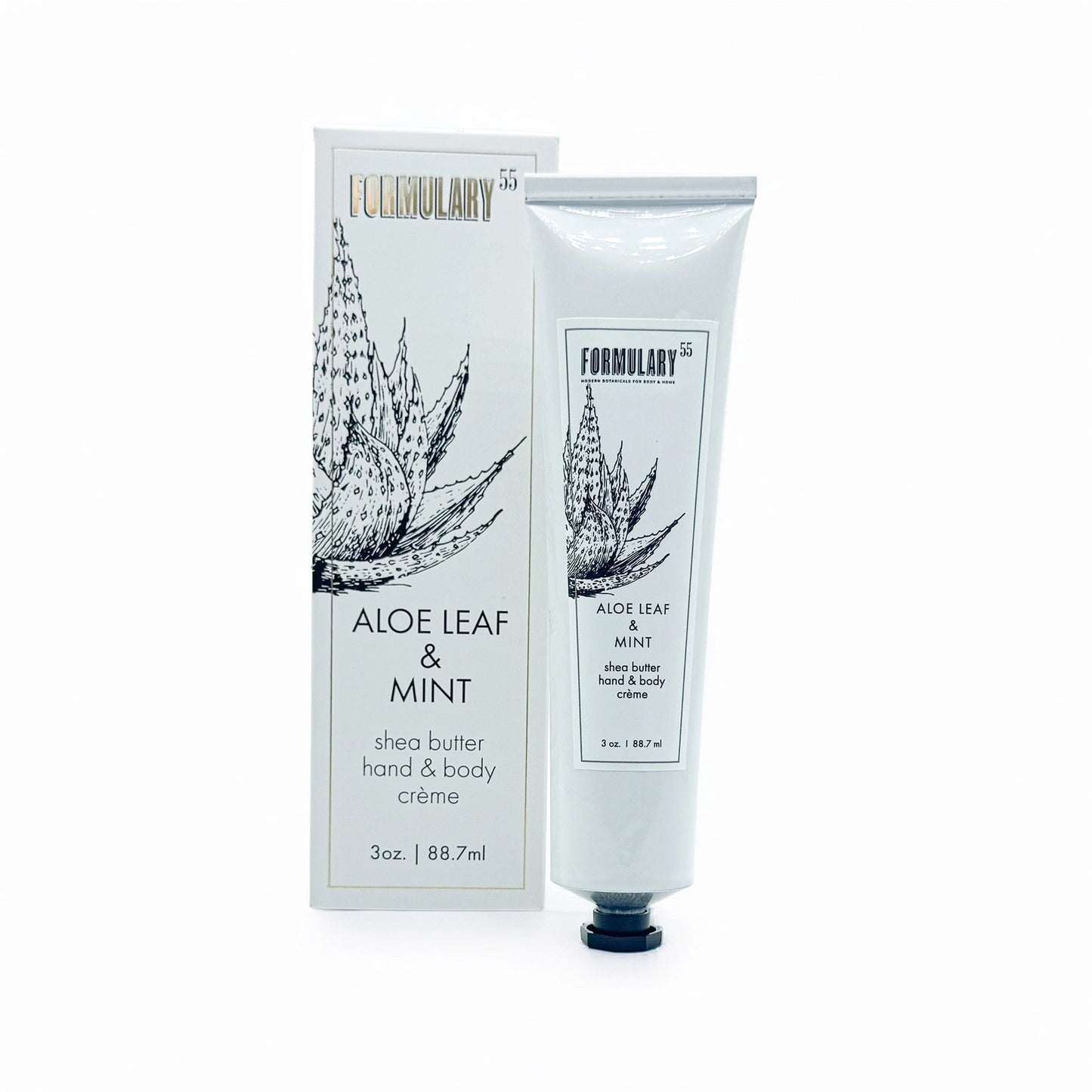 A convenient size that's TSA carry-on approved and perfect for customers who want to take their favorite scents 'on-the-go. Each tube comes elegantly packaged in a gift box designed specifically for its fragrance, featuring the signature black and white botanical designs that define the Formulary 55 aesthetic. This attractive packaging makes it ideal for gifting occasions and impulse purchases. This lightweight hand creme contains 5% shea butter. It's perfect for anyone who wants a rich moisturizer without 