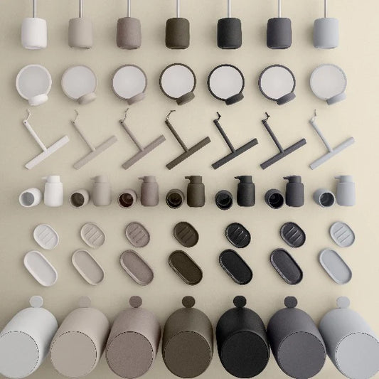 Soap Dispenser - SONO is just one available design in the blomus SONO bath line which features gentle shapes, perfectly rounded edges and a soft surface with an exquisite silk matte finish. The SONO range includes a soap dispenser, soap dish, tumbler, tray, storage box, vanity mirror, pedal bin waste basket, squeegee and toilet brush in a variety of colors including:&nbsp;Micro Chip (grey), White, Black, Moonbeam (beige), Satellite (taupe), Magnet (charcoal), and Tan.