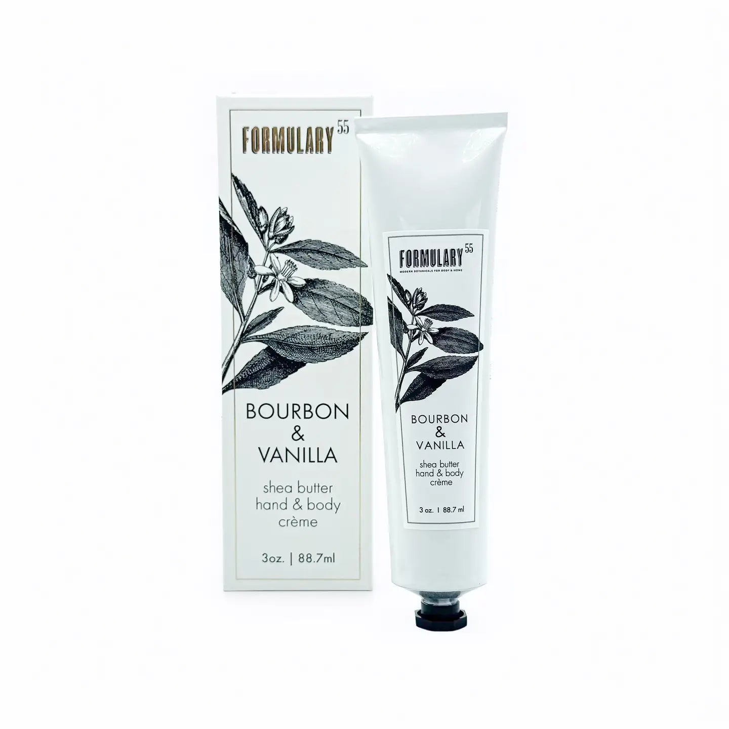 A convenient size that's TSA carry-on approved and perfect for customers who want to take their favorite scents 'on-the-go. Each tube comes elegantly packaged in a gift box designed specifically for its fragrance, featuring the signature black and white botanical designs that define the Formulary 55 aesthetic. This attractive packaging makes it ideal for gifting occasions and impulse purchases. This lightweight hand creme contains 5% shea butter. It's perfect for anyone who wants a rich moisturizer without 