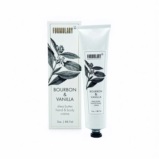 A convenient size that's TSA carry-on approved and perfect for customers who want to take their favorite scents 'on-the-go. Each tube comes elegantly packaged in a gift box designed specifically for its fragrance, featuring the signature black and white botanical designs that define the Formulary 55 aesthetic. This attractive packaging makes it ideal for gifting occasions and impulse purchases. This lightweight hand creme contains 5% shea butter. It's perfect for anyone who wants a rich moisturizer without 