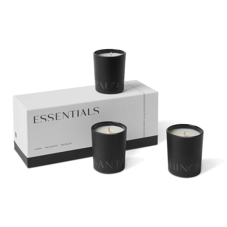 Experience the essence of Studio Stockhome with a set of three petite candles—Hinoki, Palo Santo, and Santalum—each hand-poured in California with natural soy, coconut, and beeswax. A perfect introduction to their signature fragrances, thoughtfully packaged for gifting or personal indulgence.