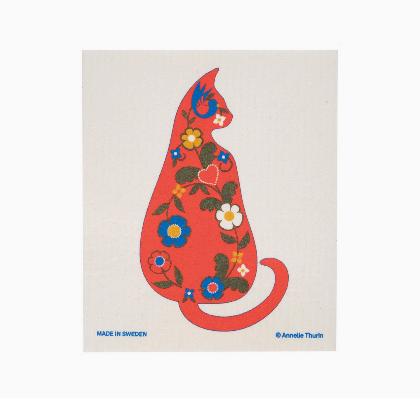 dala horse cat tea towel