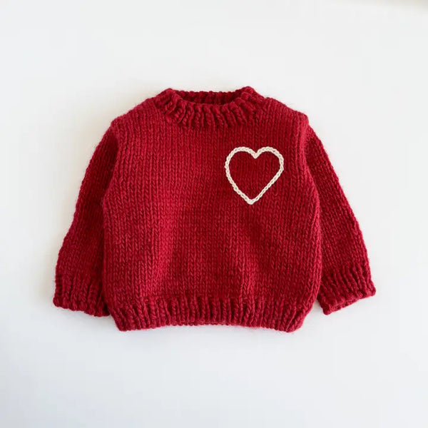 Valentine's Red Knit Baby Heart Sweater