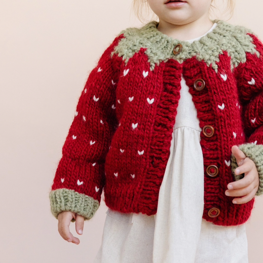 Strawberry Kids Cardigan, Garden, Children, Heart, knit