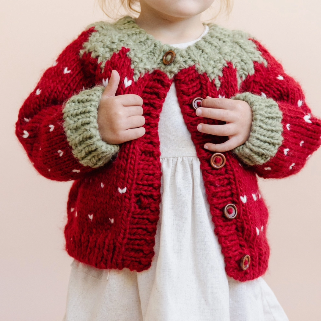 Strawberry Kids Cardigan, Garden, Children, Heart, knit