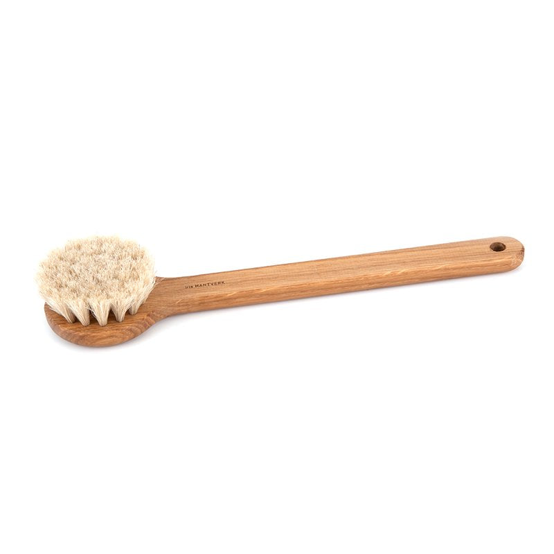 Iris Hantverk Bath Brush Lovisa with Handle, Oak, Horse Hair, Handmade, Scandinavian, Natural Bristles