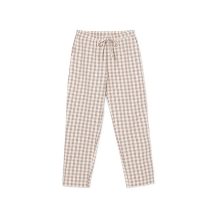 Bæk&Bølge Barbara Lounge Pants, Danish Interior Design, Gingham, Blue, Green, Gray, Soft, Lightweight, 100% organic cotton, Stylish loungewear that takes you from indoor to outdoor and day to night. Make of 100% cotton these danish fashion pieces will feel amazing and make your hot days cooler.