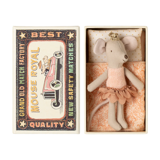 Maileg Little Sister Princess Mouse in Matchbox