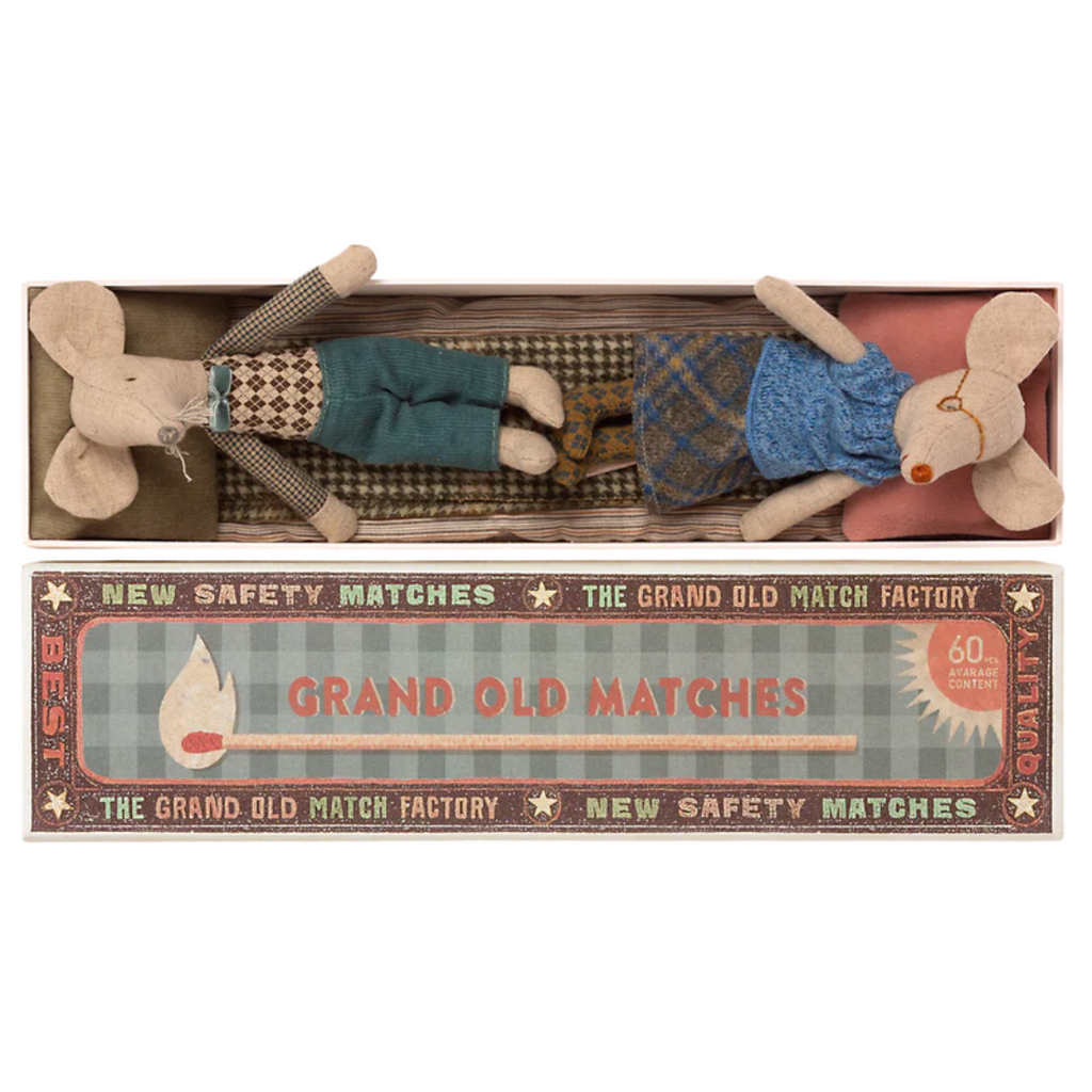 Maileg Grandma and Grandpa Mouse in a Matchbox