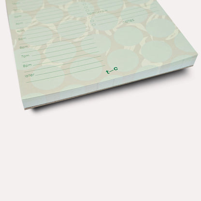 The Marfa Daily Planner Pad is a desk-essential for modern, design-savvy minds.
Featuring the Marfa print - chocolate base with butter-yellow abstract leaf print covered in green polka dots - it brings the SS2026 collection’s warm, layered, slightly hazy energy to your everyday planning.