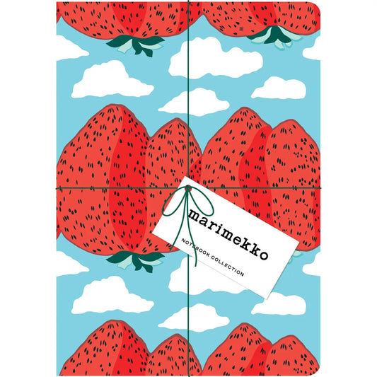 Notebook with strawberry design and Marimekko branding