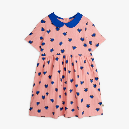 Mini Rodini Outlined Hearts Short Sleeve Dress
