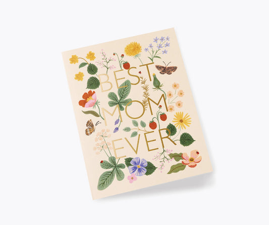 Card with floral design and 'Best Mom Ever' text on a white background