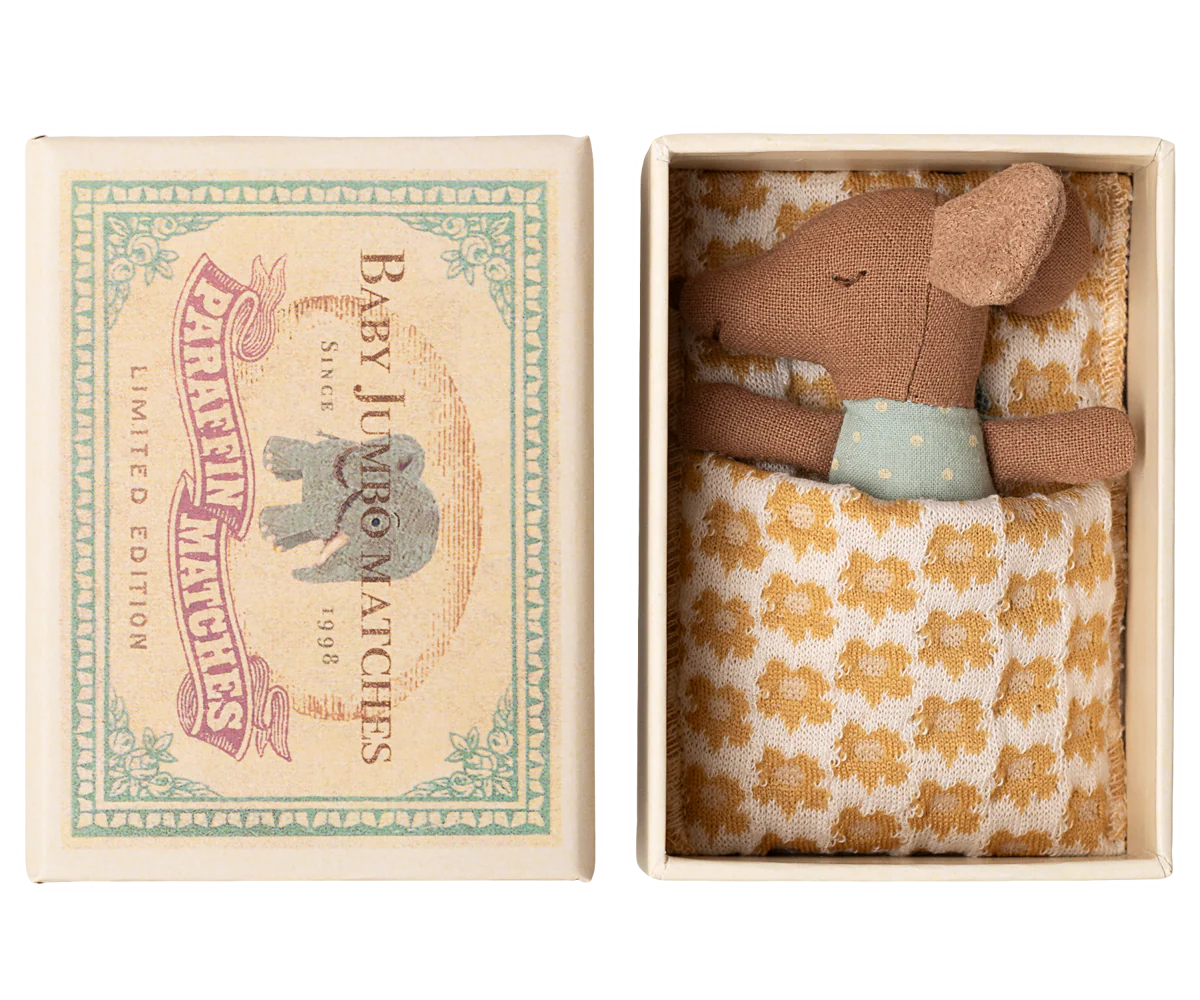 Maileg Sleepy Wakey Baby Mouse in Matchbox