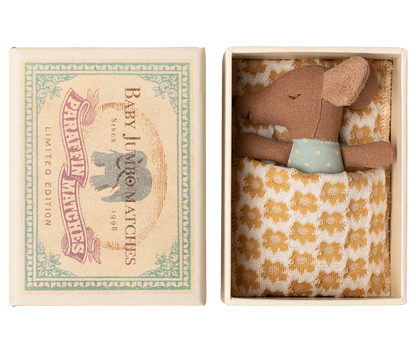 Maileg Sleepy Wakey Baby Mouse in Matchbox