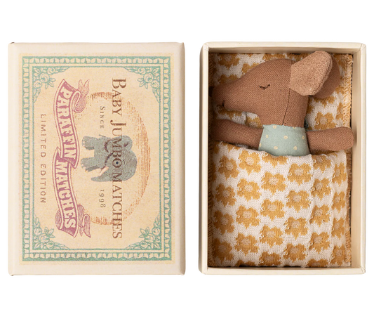 Maileg Sleepy Wakey Baby Mouse in Matchbox