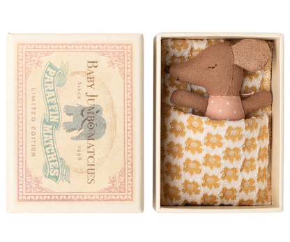Maileg Sleepy Wakey Baby Mouse in Matchbox