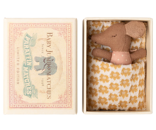 Maileg Sleepy Wakey Baby Mouse in Matchbox