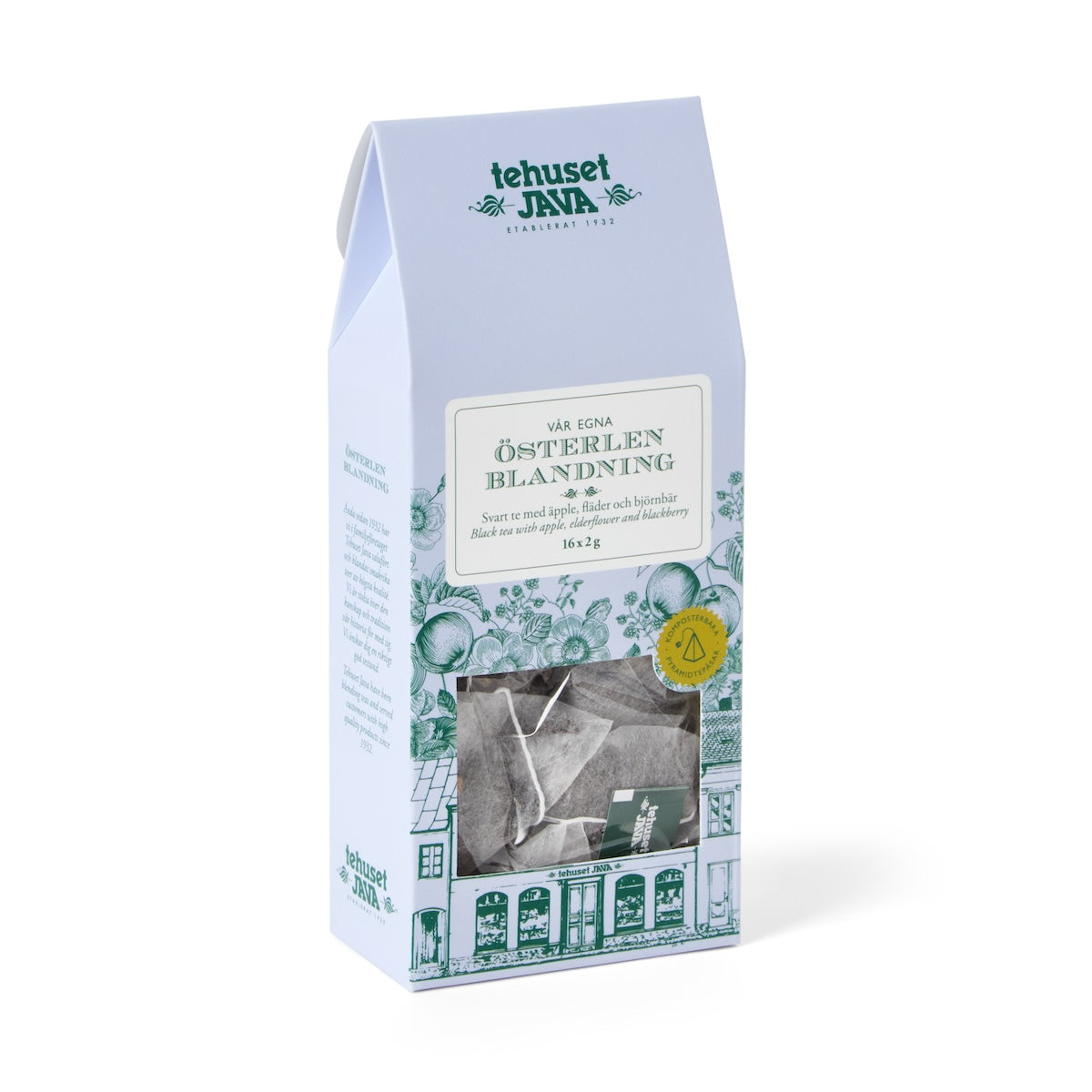 Tea package with brand name on a white background