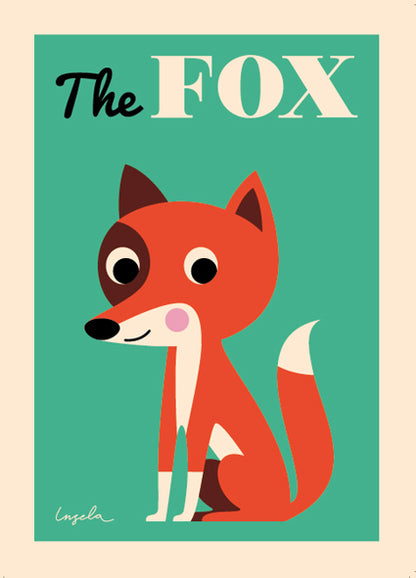 Illustration of a fox on a green background with 'The FOX' text.