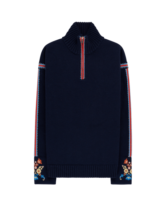 A tribute to Norwegian heritage and tradition. Crafted from 100% Norwegian wool, featuring embroidered motifs inspired by the Norwegian Bunad. Blending timeless Norwegian craftsmanship with modern functionality for both outdoor adventures and everyday elegance.