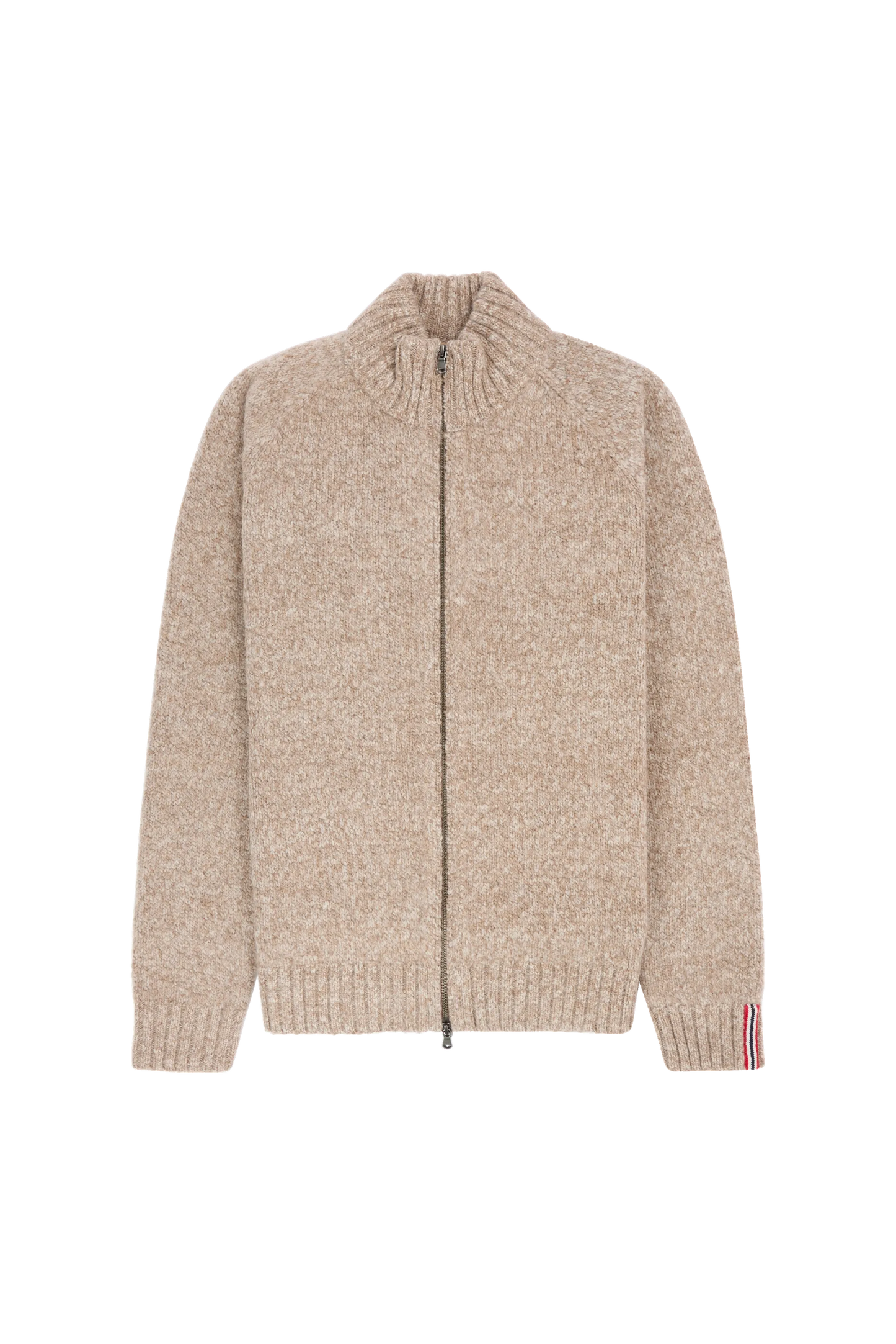 a beige sweater with a Norwegian flag detail on the inner wrist, Scandinavian Men's fashion found in Los Angeles at Huset Shop your home for all things Scandinavian and men's outdoor gear shopping in Venice California.