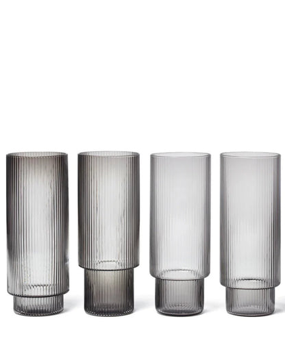 Ferm Living Long Ripple Glasses (Set of 4)