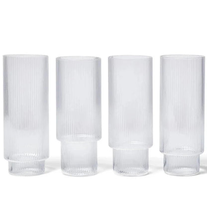 Ferm Living Long Ripple Glasses (Set of 4)