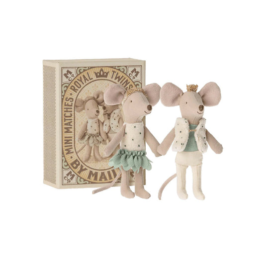 Maileg Royal Twins Little Sister & Little Brother in Matchbox